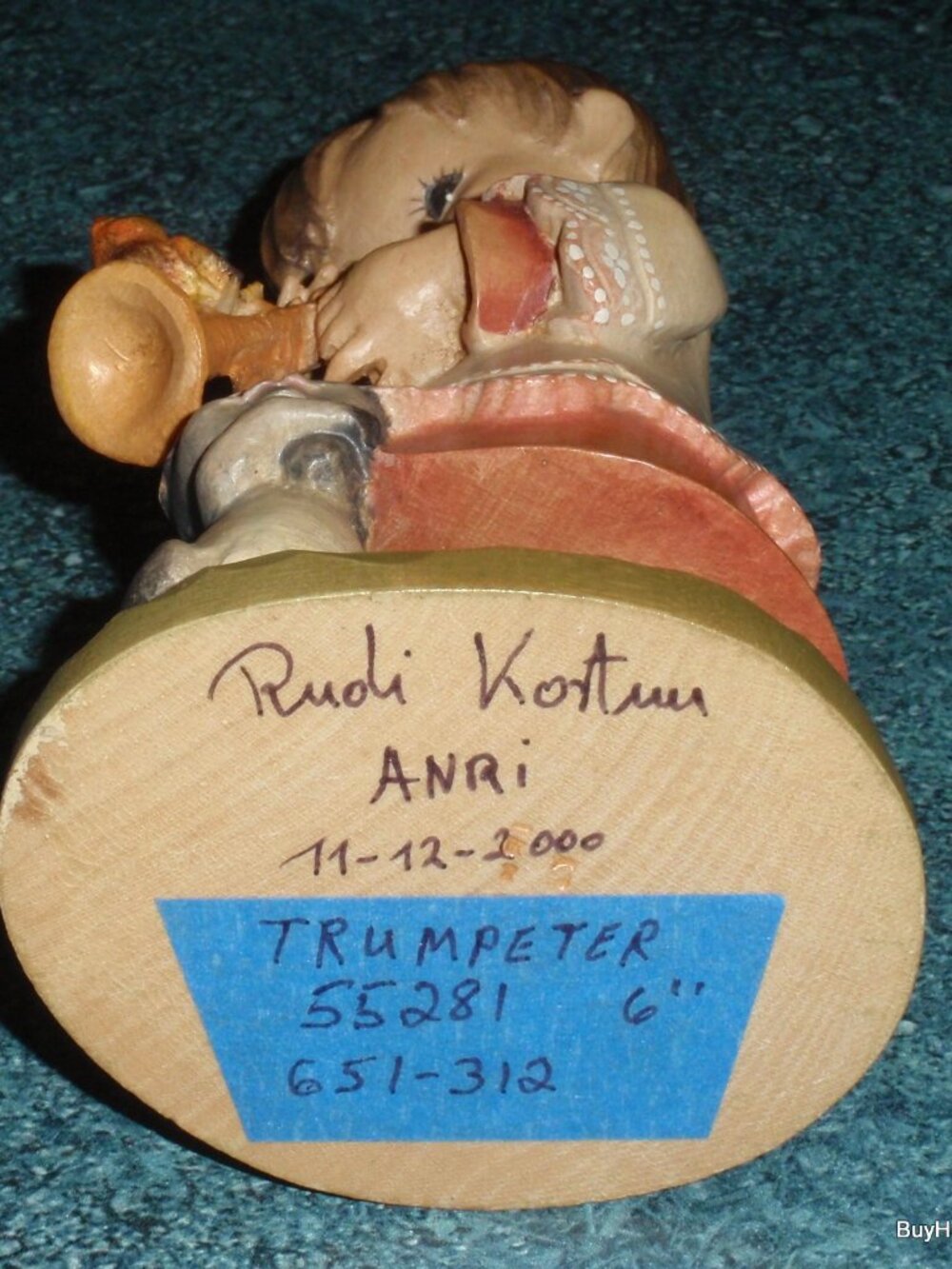 "Trumpeter" ANRI Wood Carved Figure By Ferrandiz SIGNED BY Rudi Kostner - RARE! - Picture 9 of 10